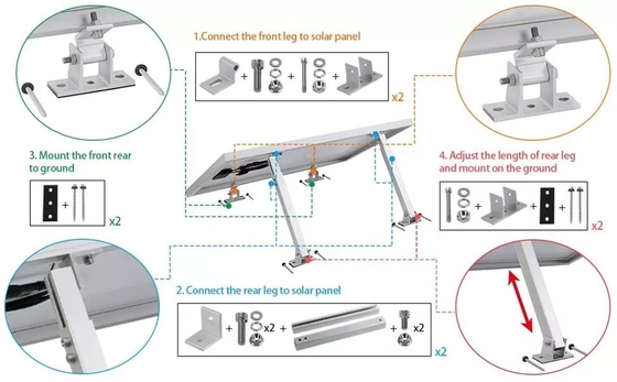 Il est donc facile d'utiliser le support de montage du panneau solaire photovoltaïque en aluminium naturel pour le système solaire à toit plat