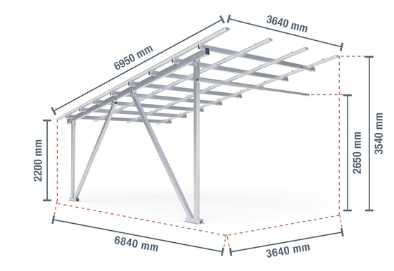 Kit de montage de carport solaire en aluminium pour la charge éolienne 60 m/s Système de connecteur de canopée solaire