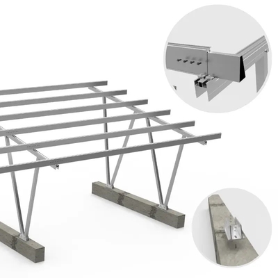 Angle d'inclinaison réglable de 0 à 60 degrés Carport solaire anodisé pour panneaux photovoltaïques