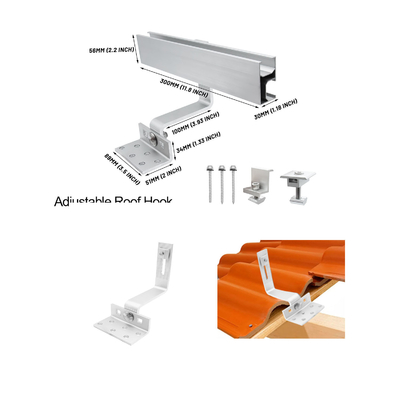 Crochet de toiture en aluminium naturel pour une installation facile de support de montage de panneau solaire de toiture en métal