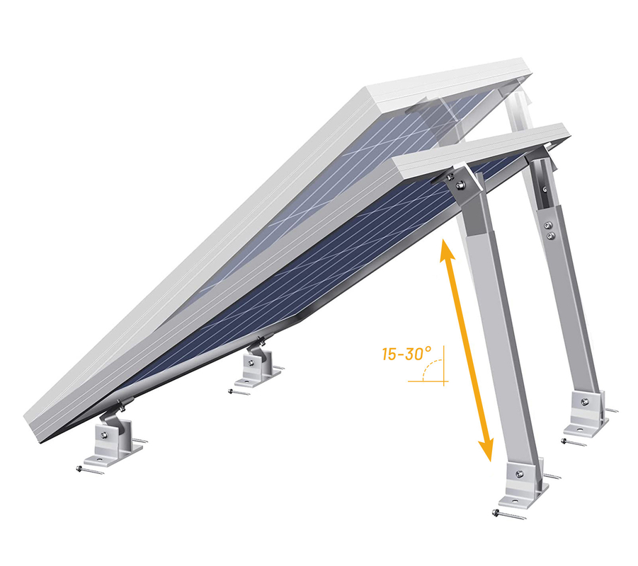 Support en aluminium à inclinaison d'angle réglable pour le montage de panneaux solaires sur un toit plat en métal