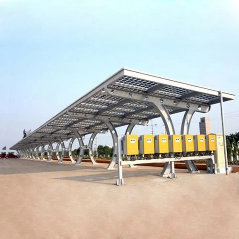 Carport solaire en acier entièrement assemblé