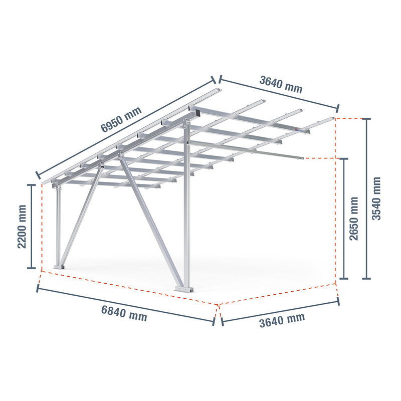 Panneau solaire en aluminium Carport Installez votre toit et votre système de voiture avec une durée de vie de 25 ans