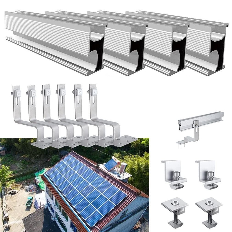 Installation de panneaux solaires photovoltaïques robustes et sans tracas avec des kits de rails en aluminium anodisé
