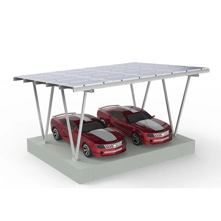 Angle d'inclinaison réglable de 0 à 60 degrés Carport solaire anodisé pour panneaux photovoltaïques